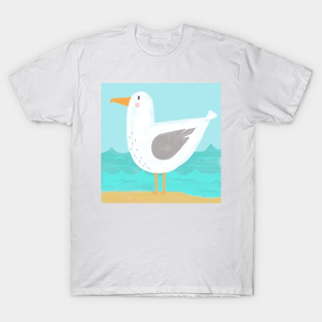 Beach Seagull T-Shirt by RuthMCreative